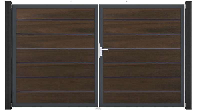 planeo Gardence Deluxe - Porta BPC - DIN Destro 2 ante Noce co-ex con telaio in alluminio antracite