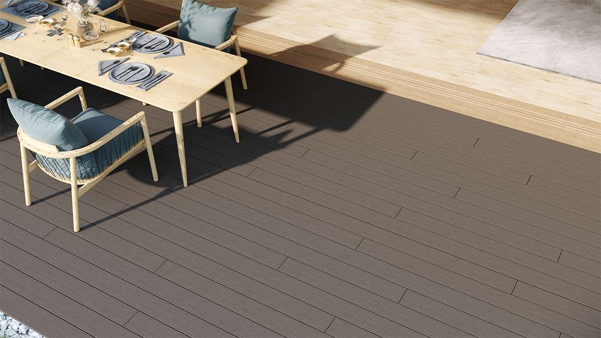 planeo LightWood WPC tavola cava - Grigio chiaro 3m scanalato/scanalato