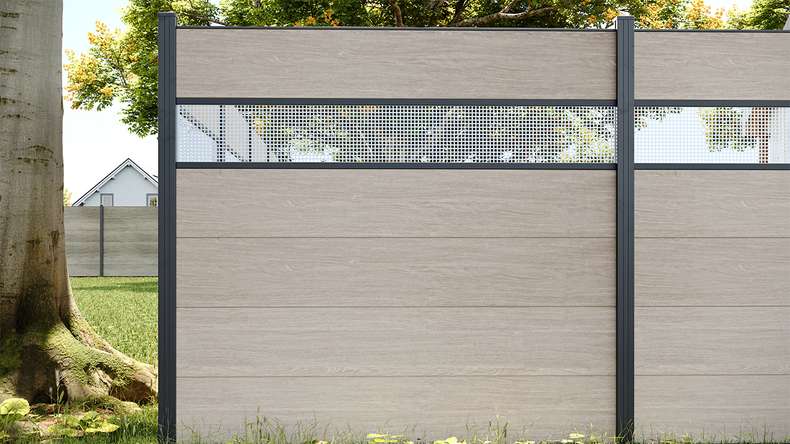 planeo Gardence Simply - Recinzione in PVC ad innesto Quadrata Quercia Sheffield
