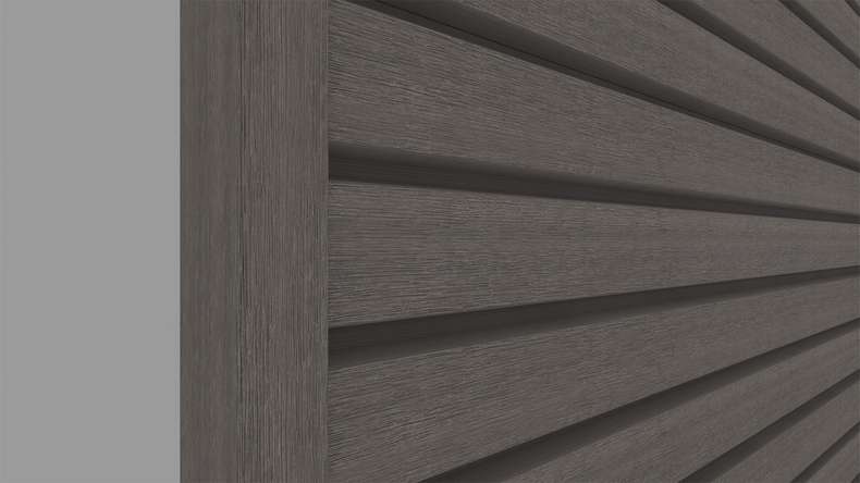 planeo LINEA Wide - Rivestimento per facciate in WPC CoEx, grigio scuro, 2900 x 181 mm