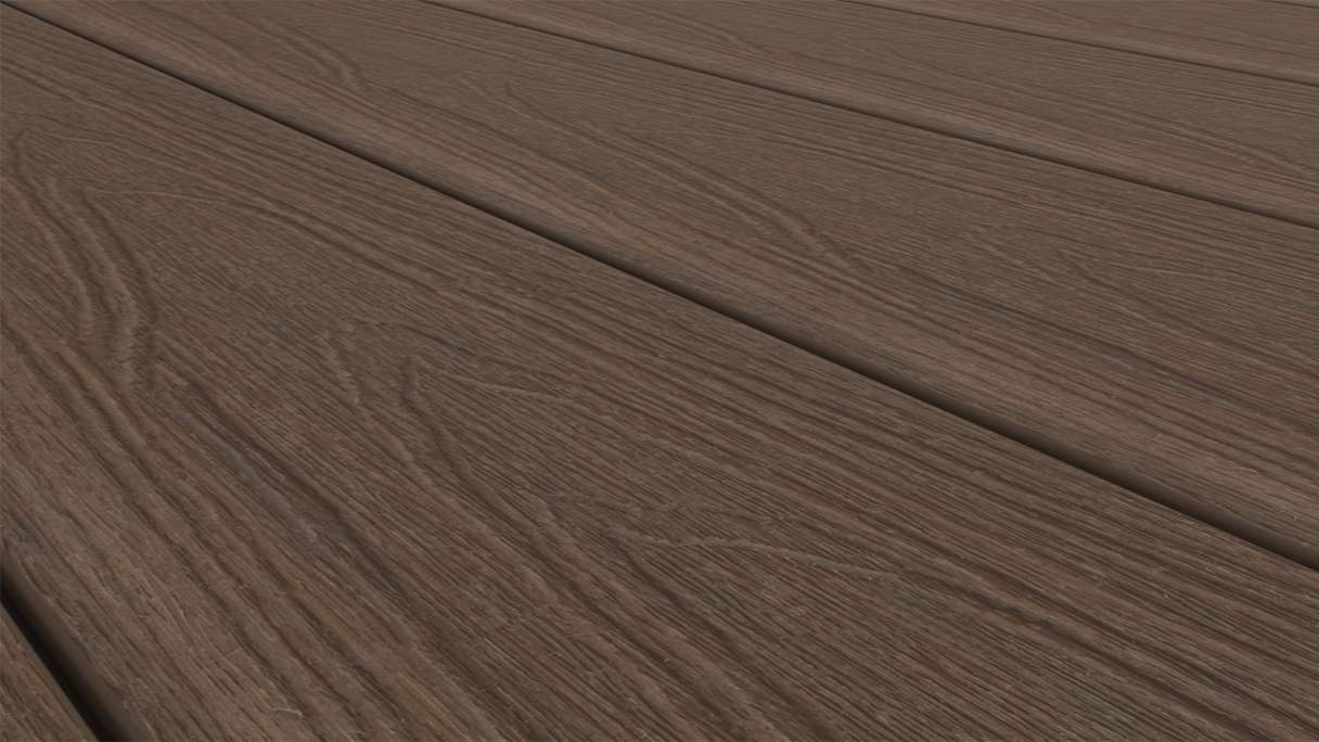 planeo MAXLine Nature - Pannello per decking XL rivestito in WPC CoEx a camera cava - Ipe Brown 3m strutturato/liscio spazzolato