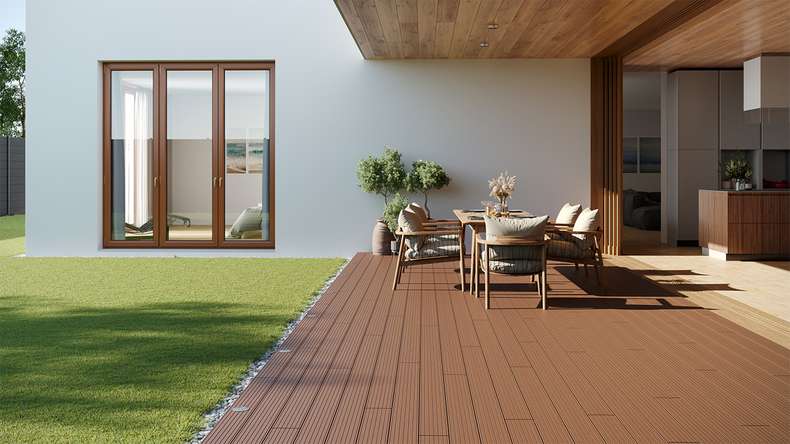 planeo LightWood WPC tavola cava - Marrone chiaro 3.6m scanalato/scanalato