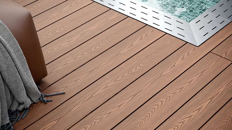 planeo SolidWood WPC tavola solido - Marrone chiaro 3m francese/strutturato
