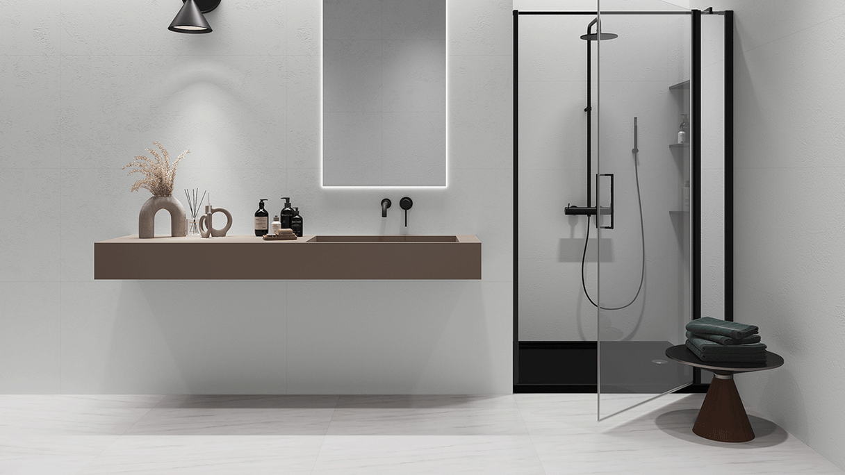 Rivestimento murale SPC planeo - CeraRock Tile Concrete White XL 280 x 117,5 cm