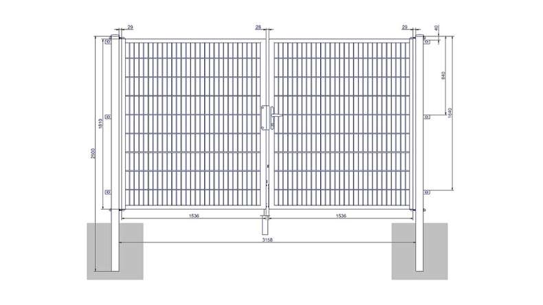 planeo porta universale media a 2 ante antracite H 1800 x L 3000 mm inclusi i pali della porta
