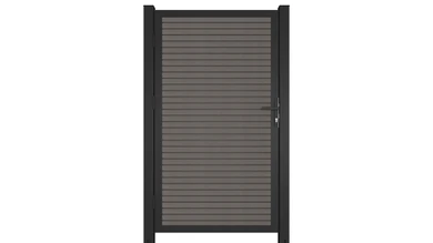 planeo LINEA - Porta universale in WPC CoEx Rhombus grigio scuro con telaio in alluminio antracite 100 x 180