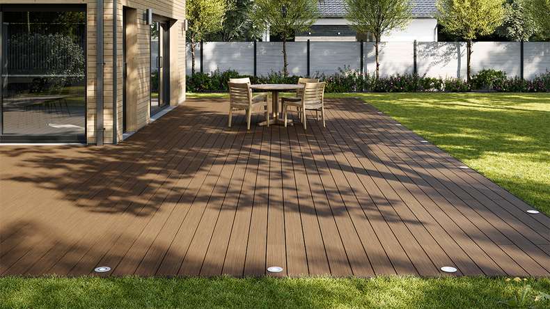 planeo AntikWood WPC set completo di tavole massicce - Marrone chiaro anticato