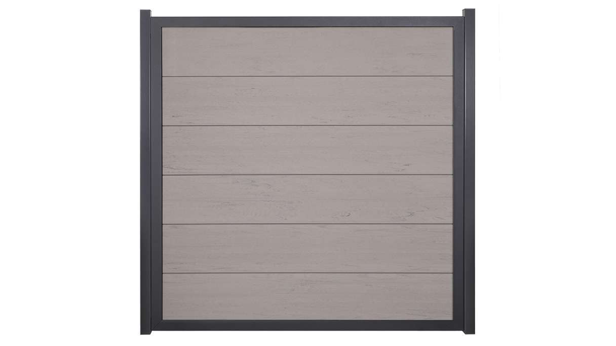 planeo Gardence Guard - Recinzione in BPC quadrata Bicolore Sabbia con telaio in alluminio antracite