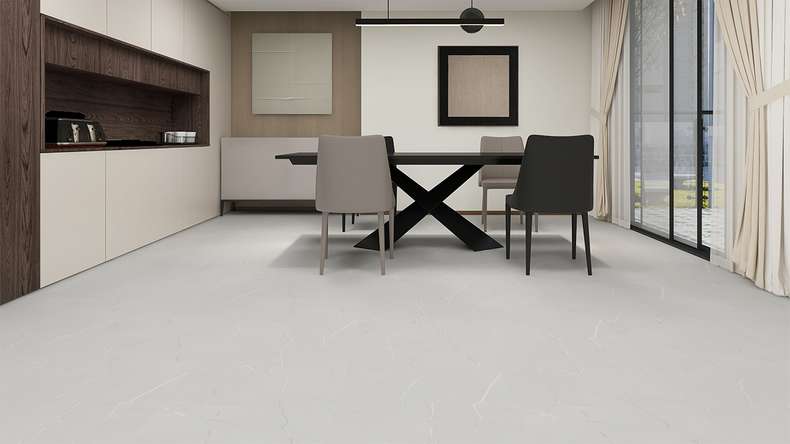 planeo Vinile rigido a incastro - STEINWERK PUCore XL Marmo grigio chiaro | Isolamento acustico integrato (NF-FXL-294)