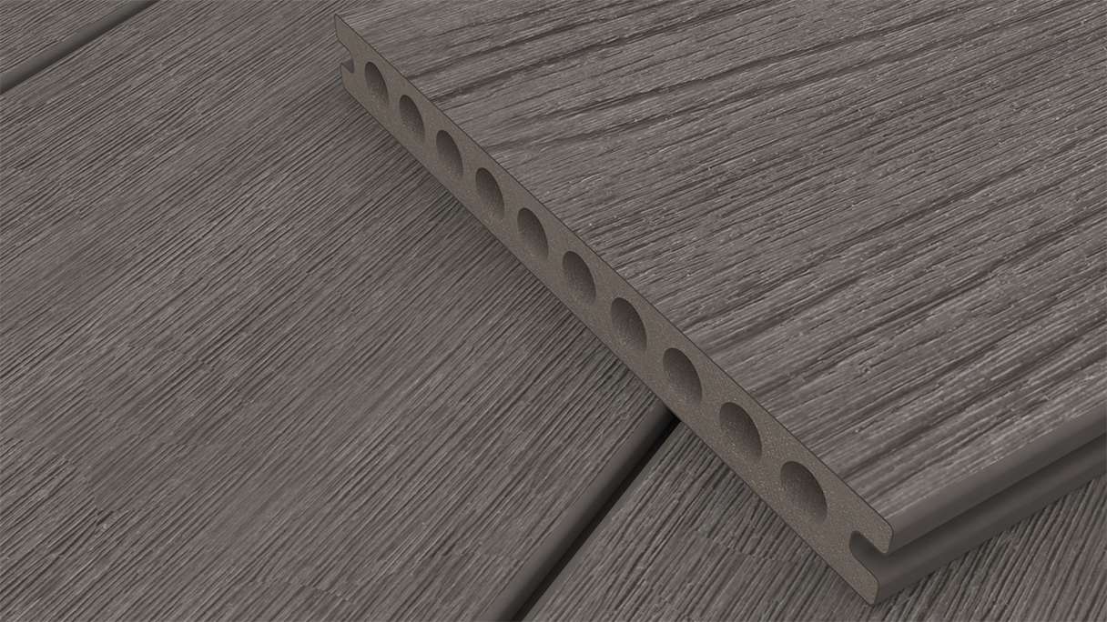 planeo MAXLine Nature - Pannello per decking XL rivestito in WPC CoEx a camera cava - grigio scuro 3m strutturato/liscio spazzolato