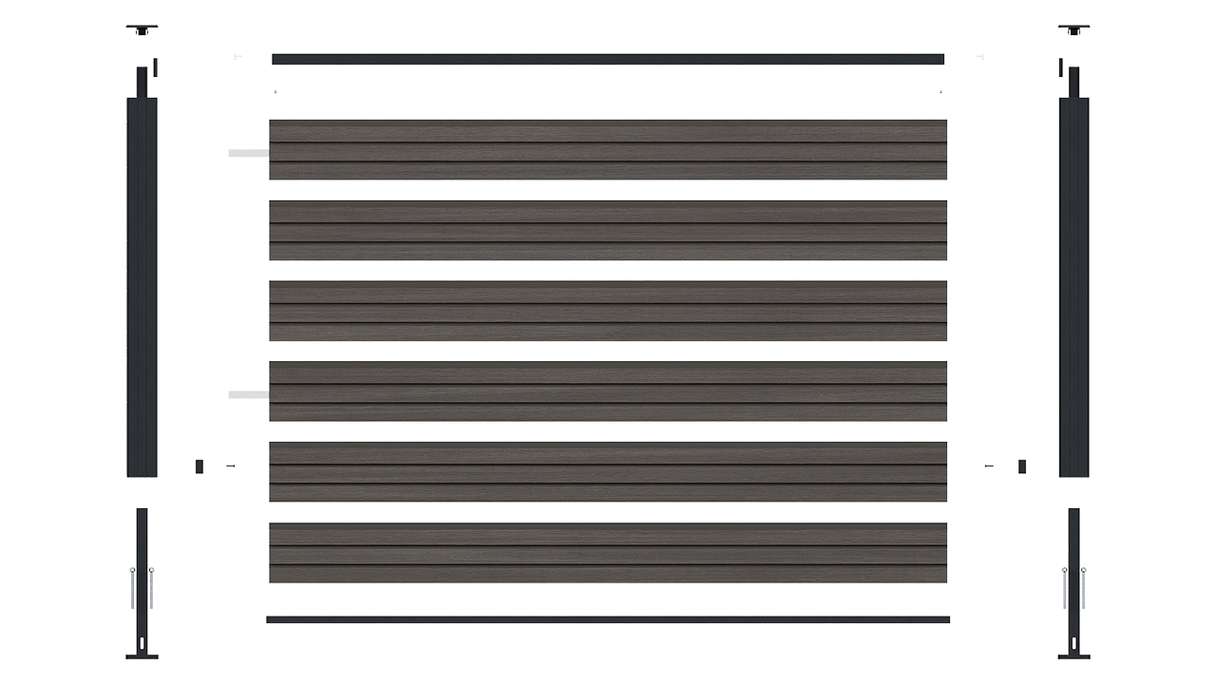 planeo LINEA - Recinzione da giardino a incastro in WPC CoEx Rhombus, grigio scuro, 180 x 90 cm