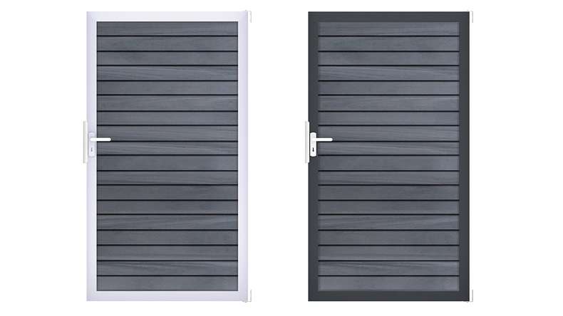 planeo Gardence Trendy - Cancello universale BPC-Rhombus - Grigio pietra, coestruso con telaio in alluminio 100 x 180 x 4 cm