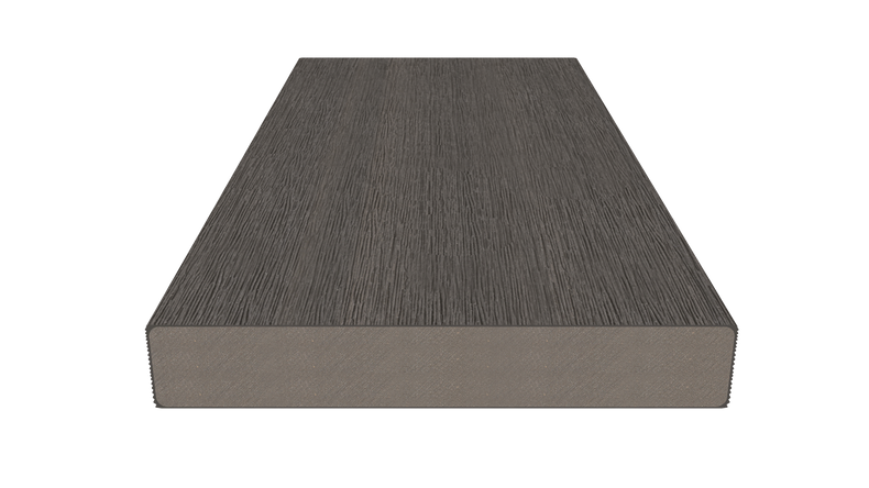 planeo UNIDeck - Listello per terrazza rivestito in WPC CoEx, grigio scuro, 3 m - strutturato/liscio spazzolato
