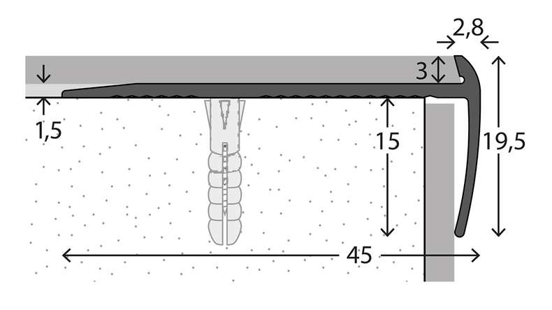 Profilo paragradino planeo 791 argento 250 cm