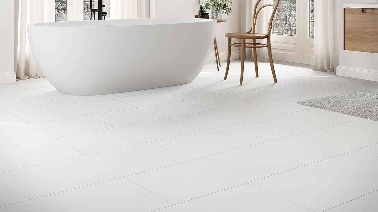 planeo Vinile rigido a incastro - Bianco pietra opaco | Isolamento acustico integrato (100P2935MT)