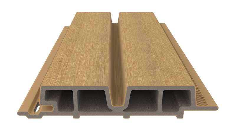 planeo LINEA Wide - Rivestimento per facciate in WPC CoEx, colore sabbia, 2900 x 181 mm