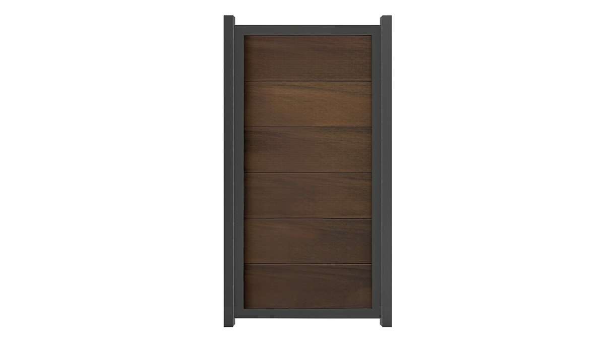 planeo Gardence Guard - Recinzione in BPC verticale Noce coex con telaio in alluminio in antracite