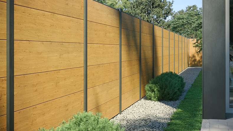 planeo Gardence Simply - Recinzione in PVC ad innesto Quadrata Quercia nodosa naturale