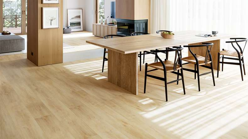 planeo Vinile rigido Klick - SolutionX 2in1 BigSize Rovere Château 1,83 m di lunghezza tavola XL | isolamento acustico integrato (ECF-BS-83)