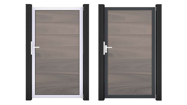 planeo Gardence Strong XL - Cancello universale BPC bicolore co-ex con telaio in alluminio
