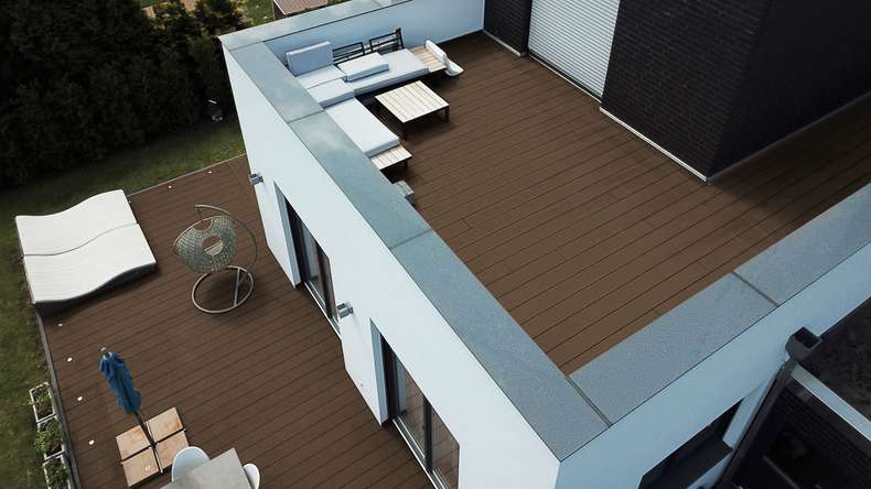 TitanWood set completo 5m struttura a listello cavo scanalato marrone scuro 55,5m² incl. alluminio-UK