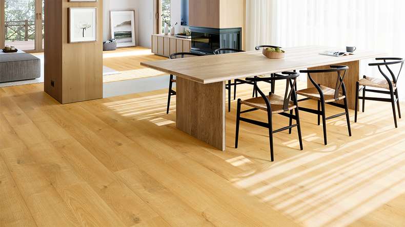 planeo Vinile rigido Klick - SolutionX 2in1 BigSize Quercia Maison 1,83 m di lunghezza asse XL | isolamento acustico integrato per il calpestio (ECF-BS-84)