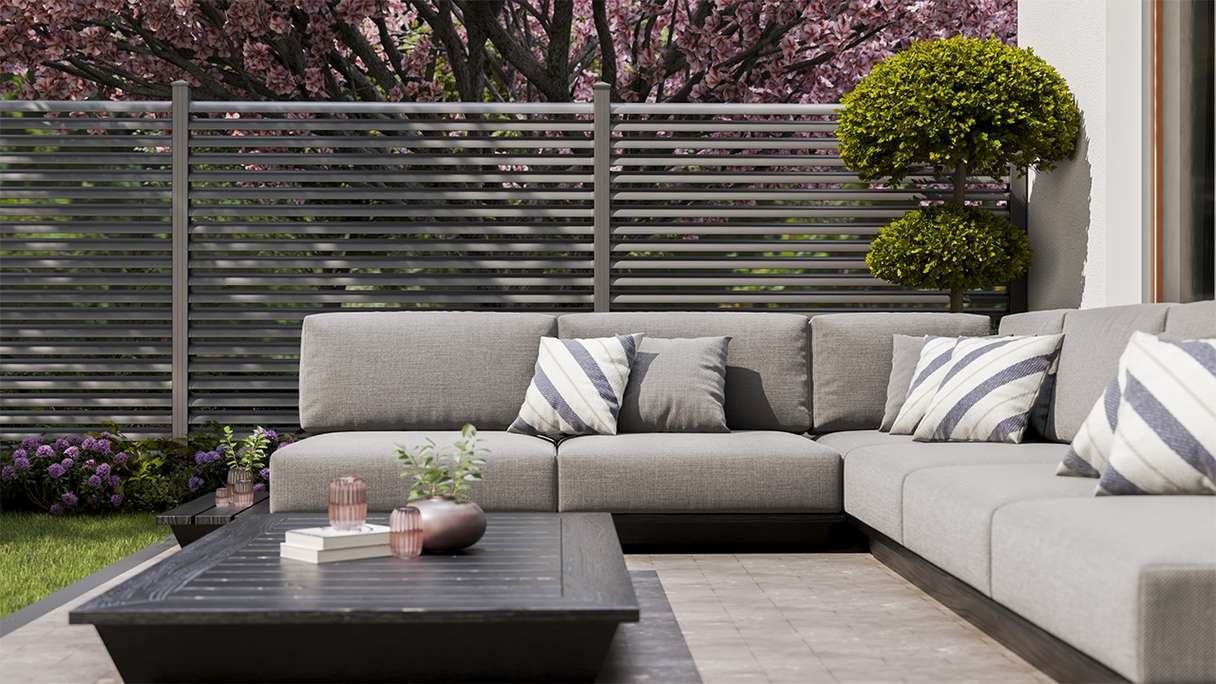 planeo Gardence Metallic Ellipse - Recinzione da giardino in alluminio quadrata Antracite | DB703