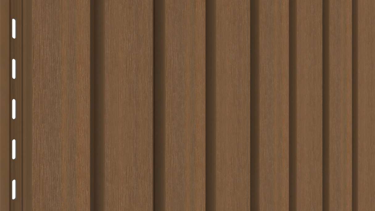 planeo LINEA Wide - Rivestimento per facciate in WPC CoEx, finitura Teak della Birmania, 2900 x 181 mm