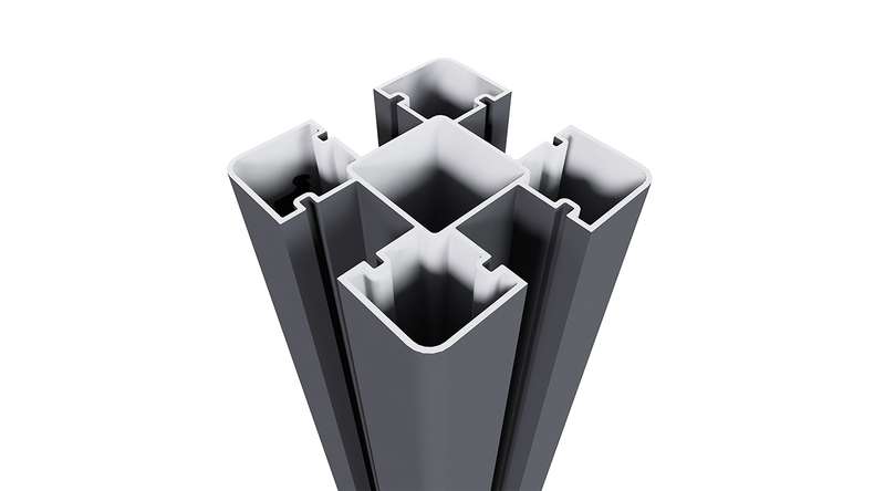 Pali in alluminio planeo da cementare - Antracite 8 x 8 x 240 cm, con cappuccio incluso