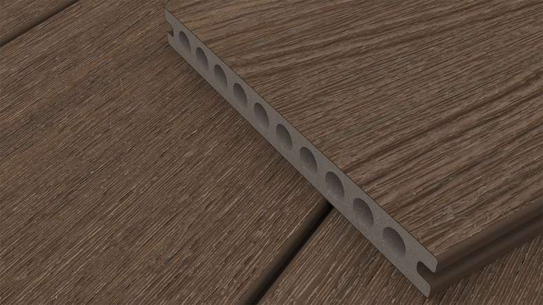 planeo MAXLine Nature - Pannello per decking XL rivestito in WPC CoEx a camera cava - Ipe Brown 3m strutturato/liscio spazzolato