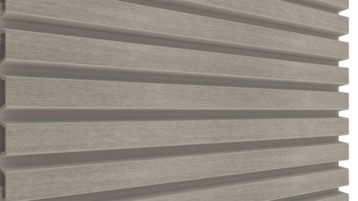 planeo LINEA Slim - Rivestimento per facciate in WPC CoEx, grigio chiaro, 2900 x 215 mm