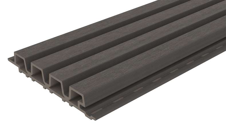 planeo LINEA Slim - Rivestimento per facciate in WPC CoEx, grigio scuro, 2900 x 215 mm