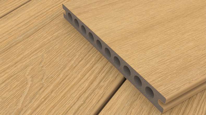 planeo MAXLine Nature - Pannello per decking XL rivestito in WPC CoEx camera cava - sabbia 3m strutturato/liscio spazzolato