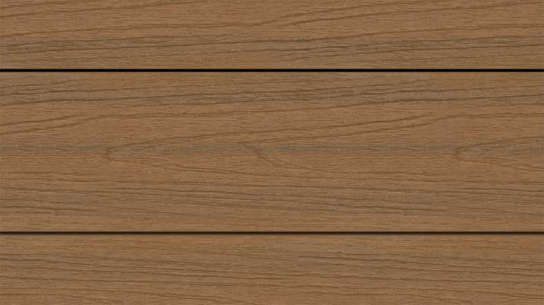 planeo WOODLine Nature - Pannello per decking rivestito in WPC CoEx a camera cava - Burma teak 3m strutturato/liscio spazzolato