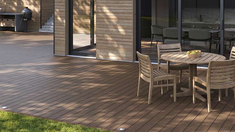 planeo AntikWood WPC tavola solido - Marrone chiaro 3m antico invecchiato