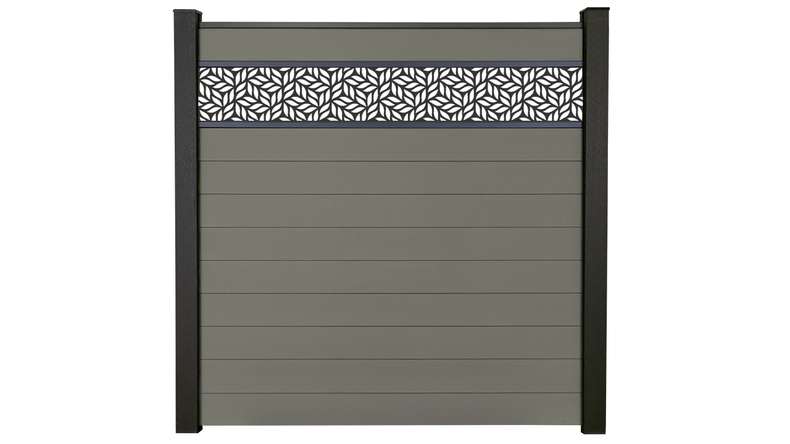 planeo Gardence Strong - recinzione a innesto BPC Leafs grey 180 x 180 cm