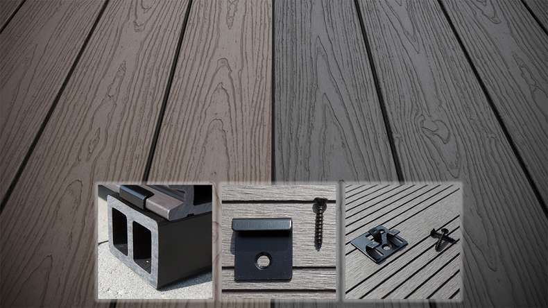planeo CoEXWood WPC set completo di assi massicce 4,8m (47,98m²) - grigio/cemento strutturato