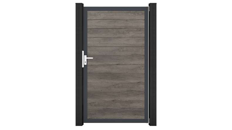 planeo Gardence Simply Small - Porta universale in PVC Monument Oak con telaio in alluminio antracite | DB703 100 x 180 cm