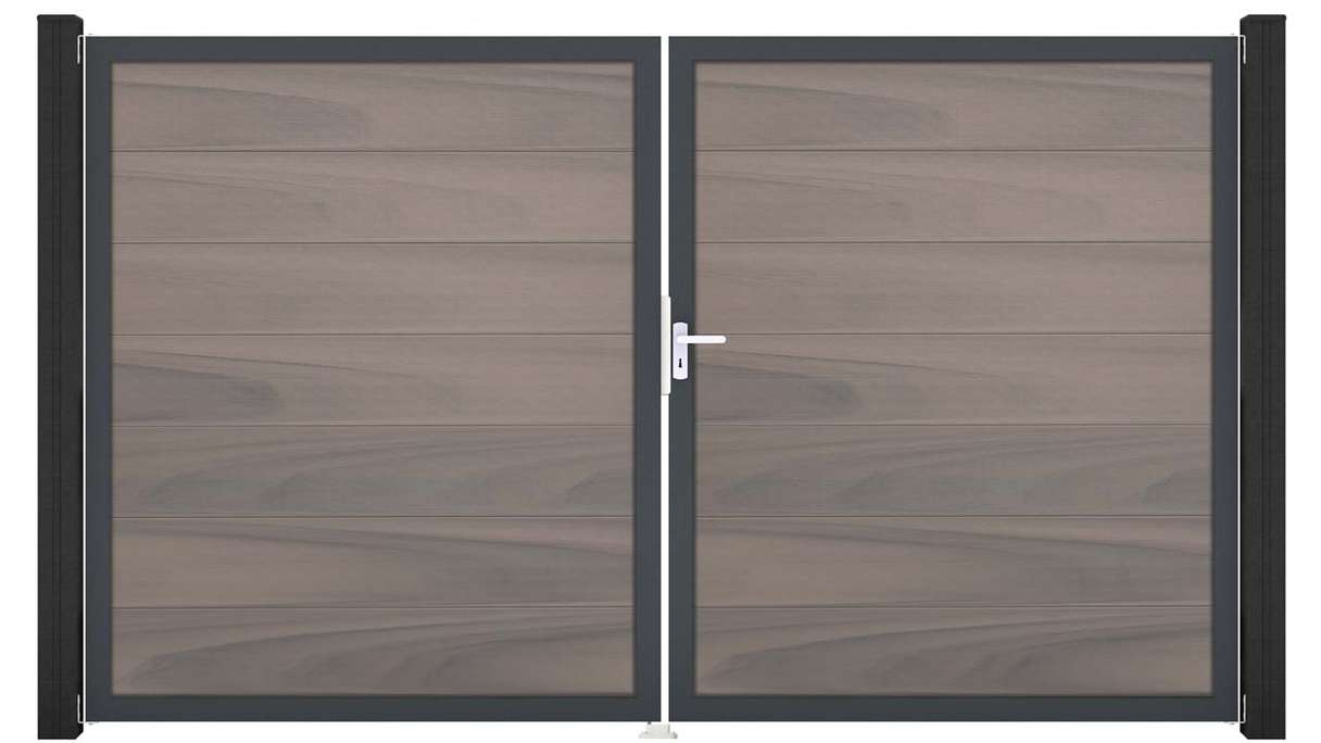 planeo Gardence Strong XL - Cancello BPC - a 2 ante, bicolore co-ex con telaio in alluminio