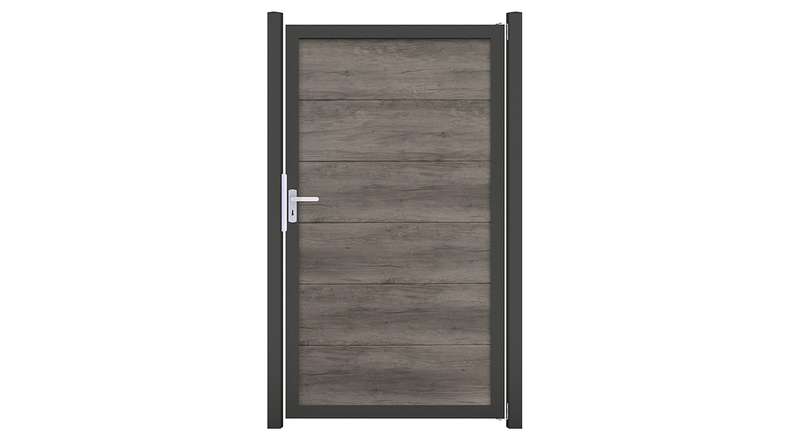 planeo Gardence Simply Guard - Porta universale in PVC Monument Oak con telaio in alluminio in colore antracite | DB703 100 x 180 cm