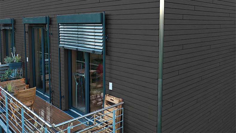 planeo Fassado - Rivestimento di facciata a rombi in WPC antracite