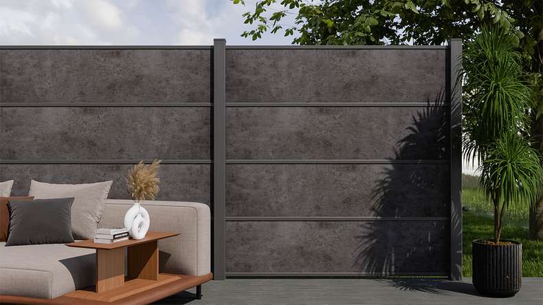planeo Gardence Resistant - recinzione a innesto in HPL grigio antracite 180 x 183 cm