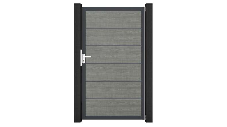 planeo Gardence Simply Premium - Porta universale in PVC Grigio Cenere con telaio in alluminio antracite DB703 100 x 180 cm