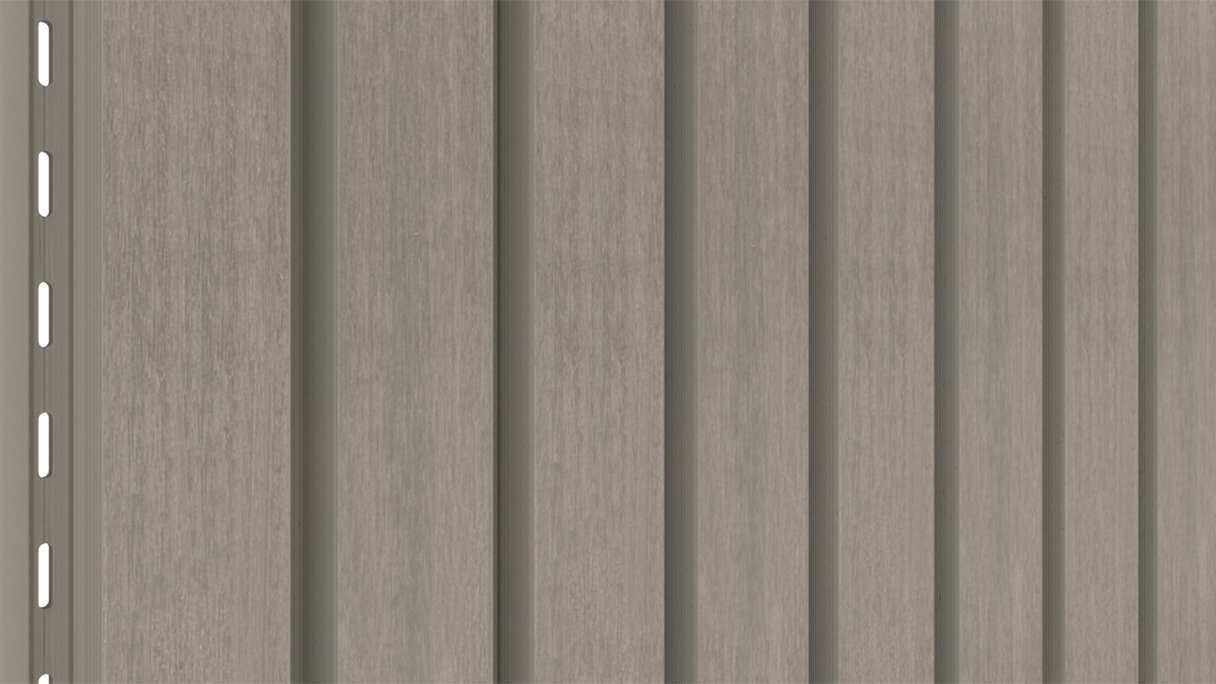 planeo LINEA Wide - Rivestimento per facciate in WPC CoEx, grigio chiaro, 2900 x 181 mm