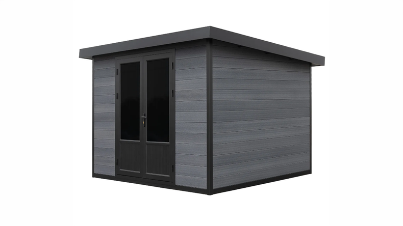 Casetta da giardino planeo WPC con tetto a una falda, modello M - antracite, 280 x 280 cm