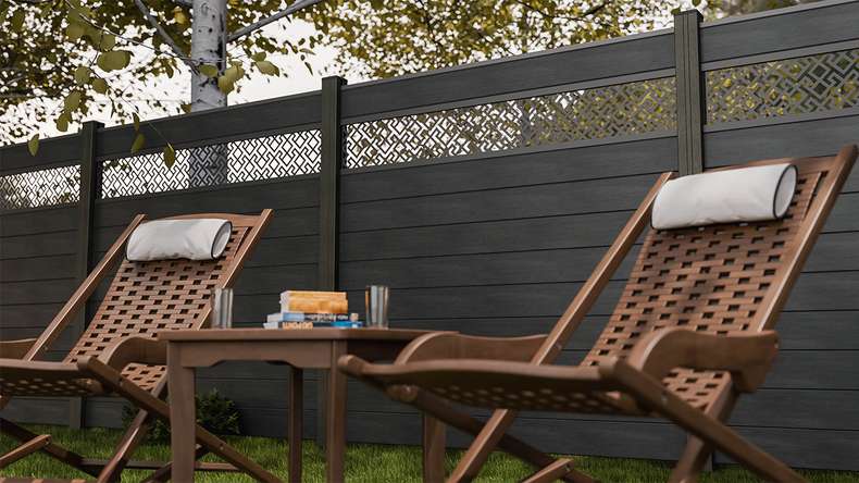 planeo Gardence Strong - recinzione a innesto BPC Abstract stone grey co-ex 180 x 180 cm