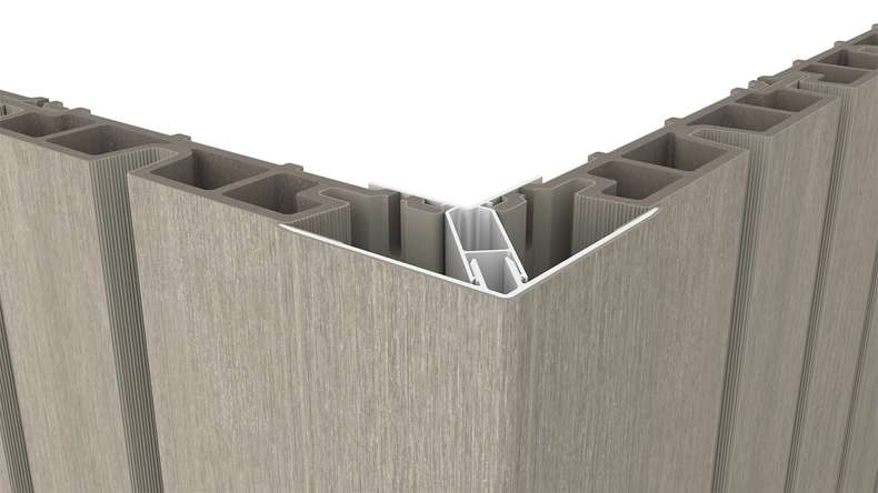 planeo LINEA - Profilo angolare esterno in alluminio CoEx, grigio chiaro, 3000 x 66 x 66 mm