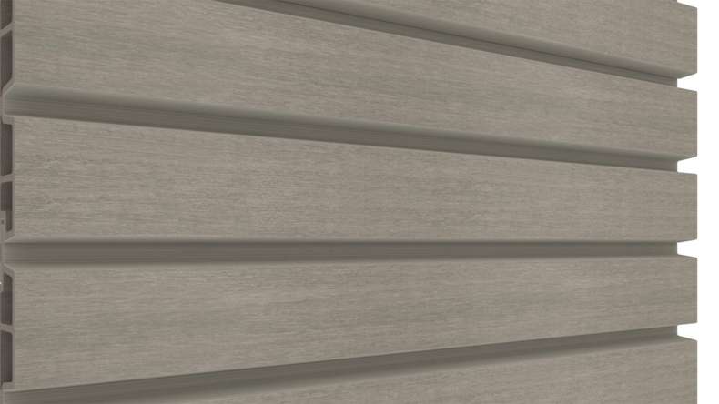 planeo LINEA Wide - Rivestimento per facciate in WPC CoEx, grigio chiaro, 2900 x 181 mm