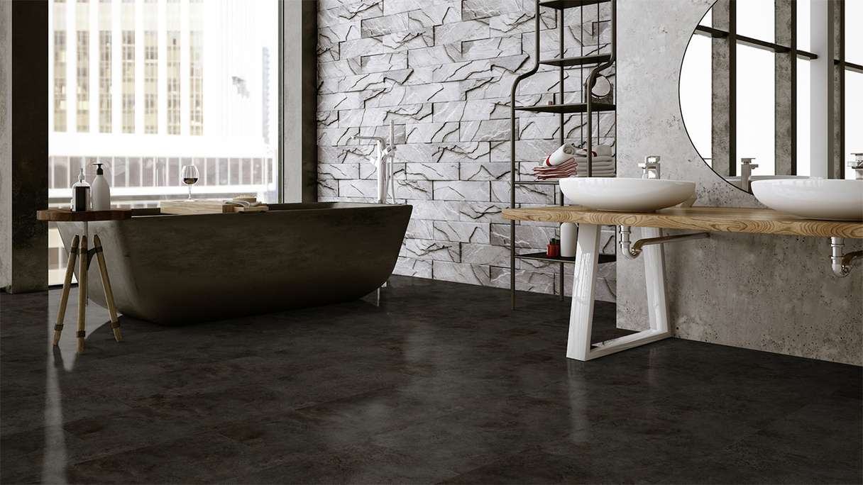 Gerflor Vinile ad incastro - Virtuo 55 Rigid Acoustic Tavla Dark | isolamento acustico integrato (39071453)