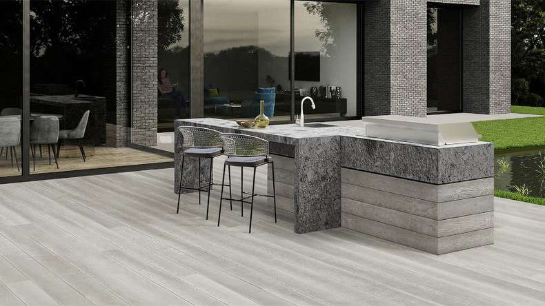 planeo Authoria PureBoard decking solido - Grigio chiaro 3,6 m testurizzato